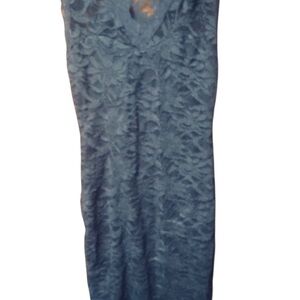 The Vintage Shop medium black stretch lace V-neck sleeveless lined midi dress